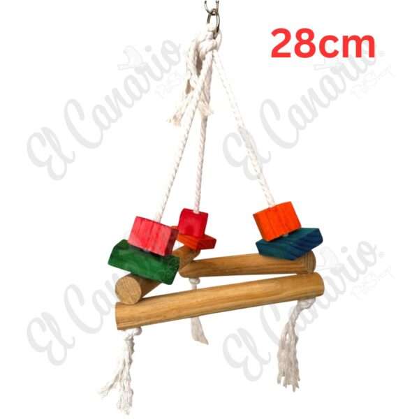 Columpio Triangular de Lazo y Madera para Aves 28 cm