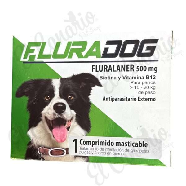 Flura Dog 500 mg Antipulgas y Garrapatas para Perros de 10 a 20 kg
